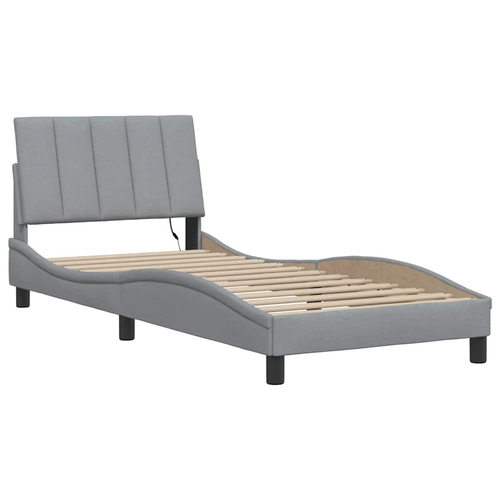 Cadre de lit sans matelas gris clair 90x200 cm tissu - XIOS