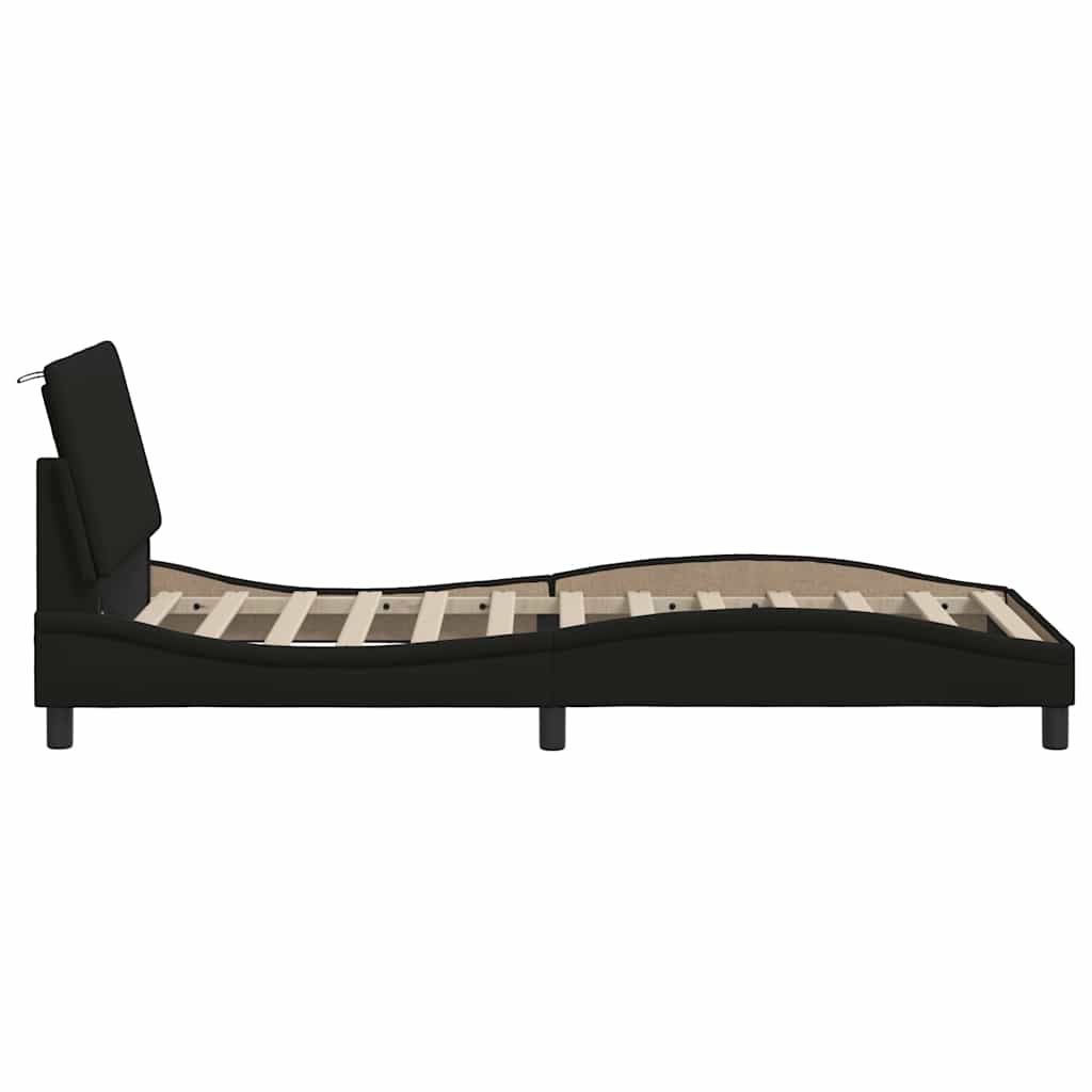 Cadre de lit sans matelas noir 90x200 cm tissu - XIOS