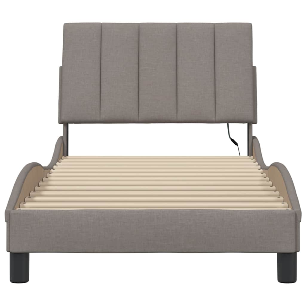 Cadre de lit sans matelas Hanko taupe 90x200 cm tissu