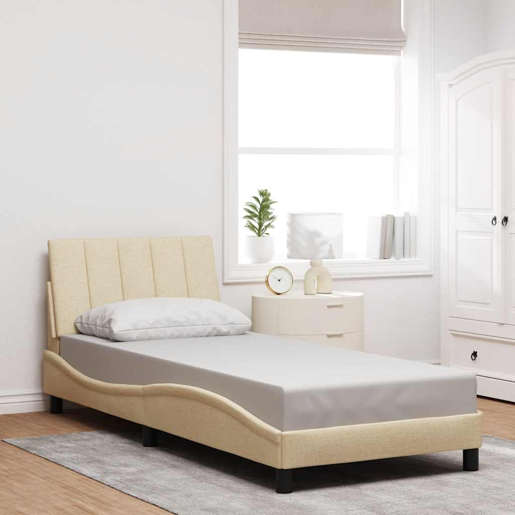 Cadre de lit sans matelas Hanko crème 90x200 cm tissu