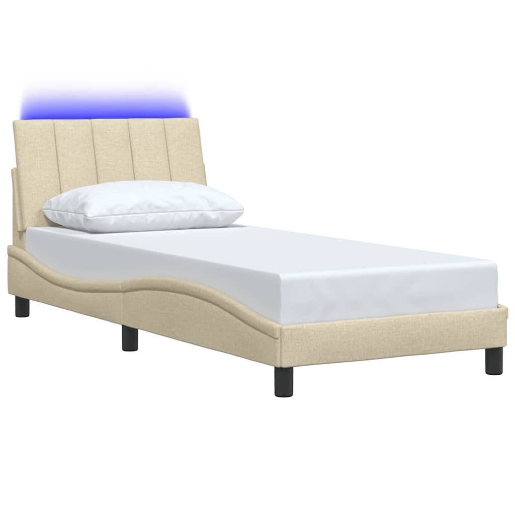 Cadre de lit sans matelas Hanko crème 90x200 cm tissu