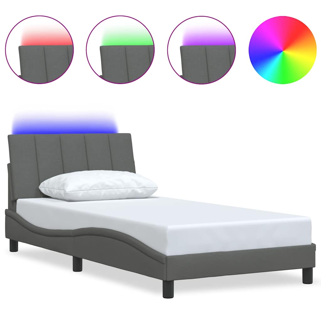 Cadre de lit sans matelas gris foncé 100x200 cm tissu - XIOS