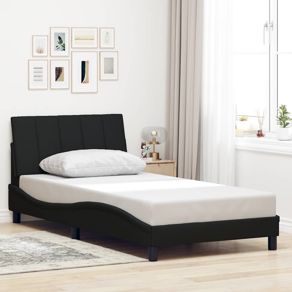Cadre de lit sans matelas Hanko noir 100x200 cm tissu - XIOS