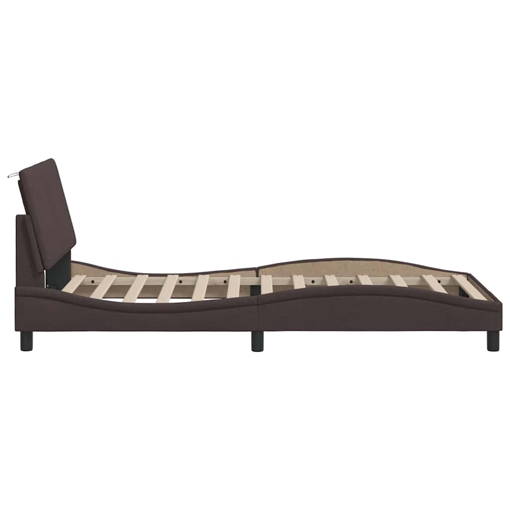 Cadre de lit sans matelas Hanko marron foncé 100x200 cm tissu