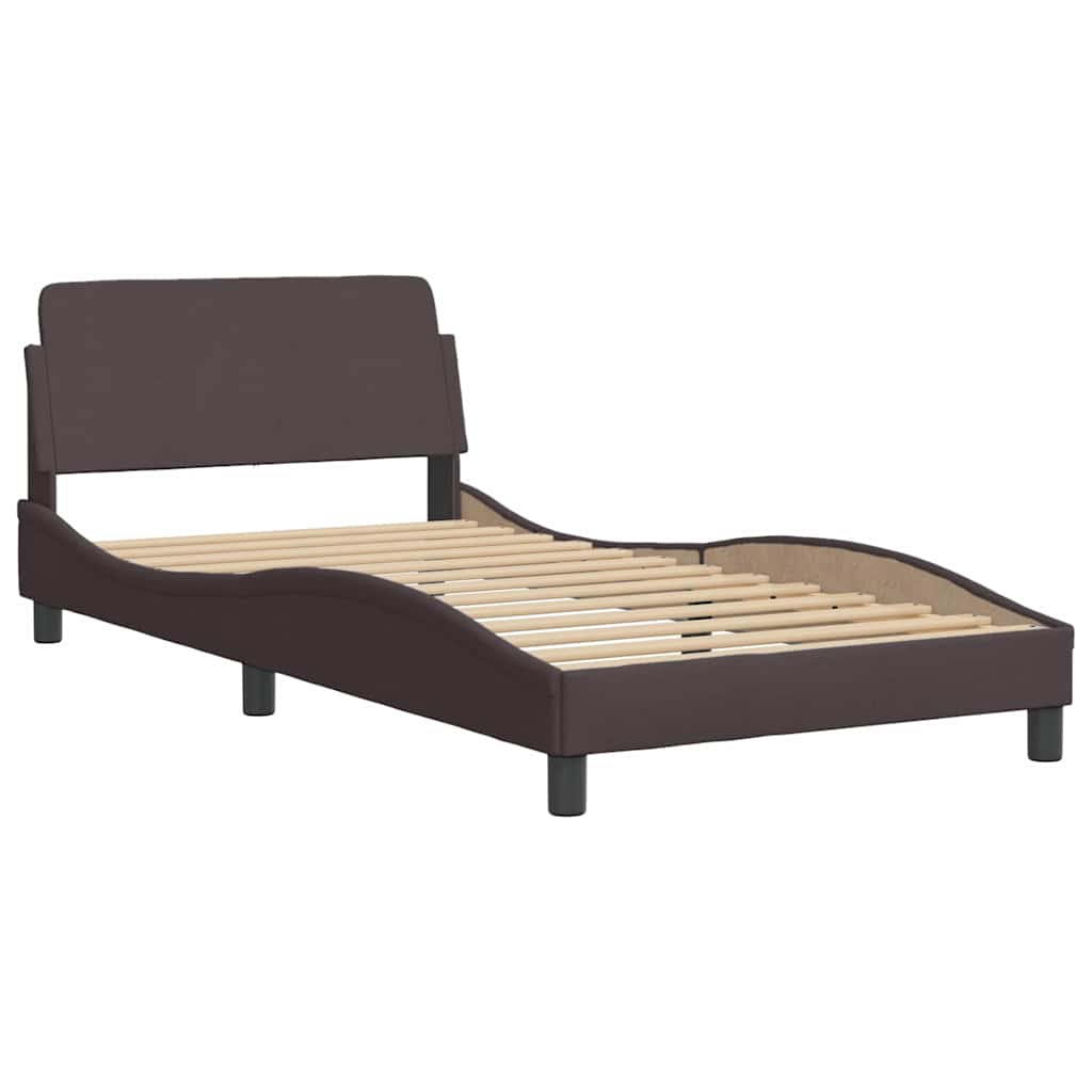 Cadre de lit sans matelas Hanko marron foncé 100x200 cm tissu