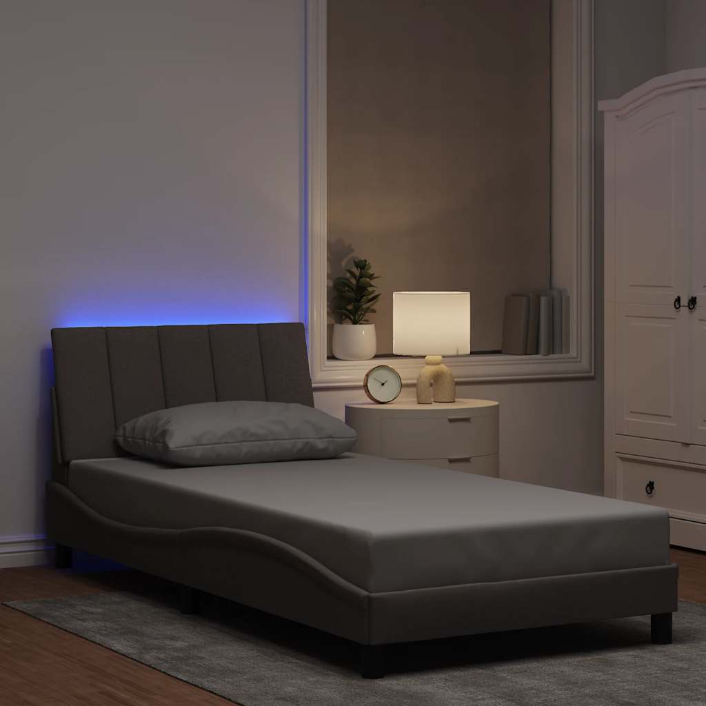 Cadre de lit sans matelas Hanko taupe 100x200 cm tissu