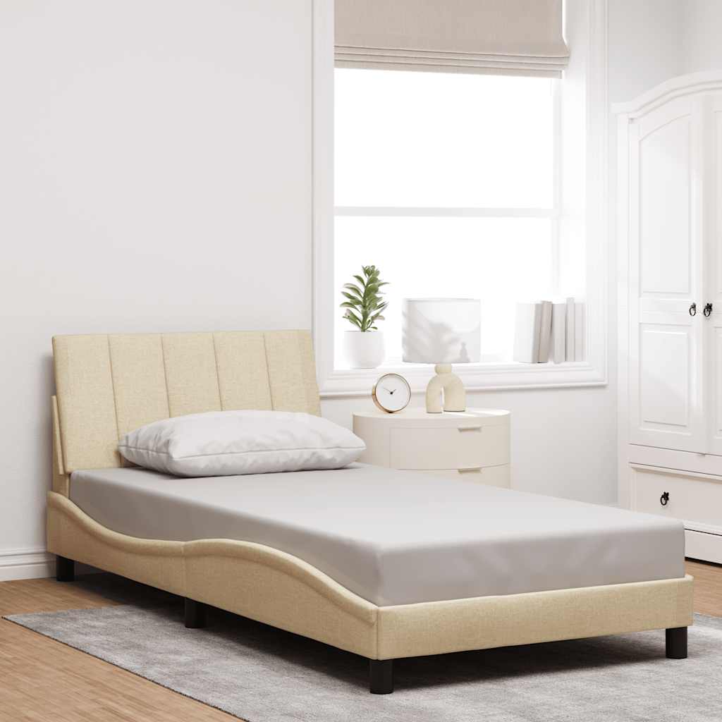 Cadre de lit sans matelas crème 100x200 cm tissu - XIOS