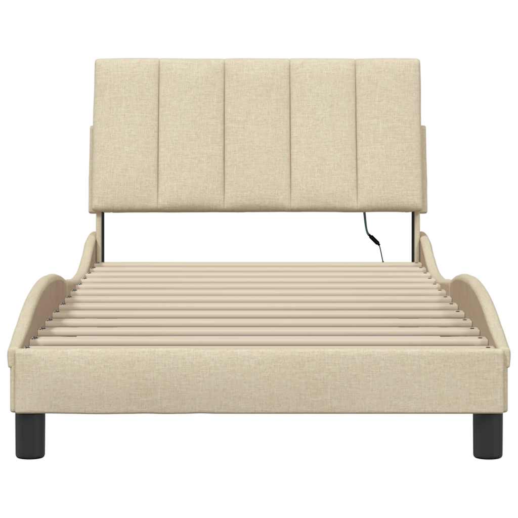 Cadre de lit sans matelas crème 100x200 cm tissu - XIOS
