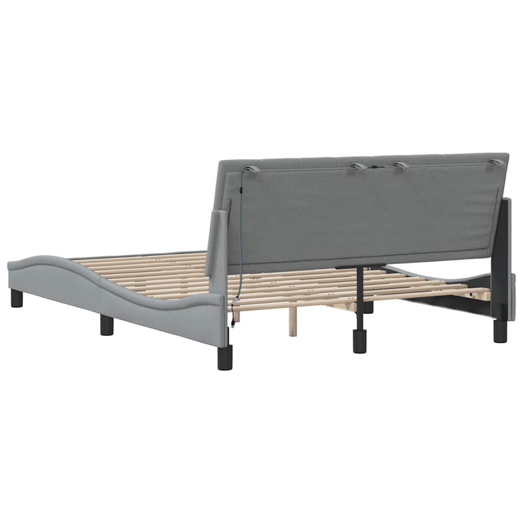 Cadre de lit sans matelas gris clair 120x200 cm tissu - XIOS
