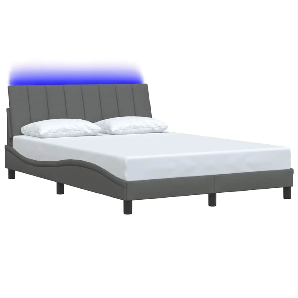 Cadre de lit sans matelas Hanko gris foncé 120x200 cm tissu - XIOS