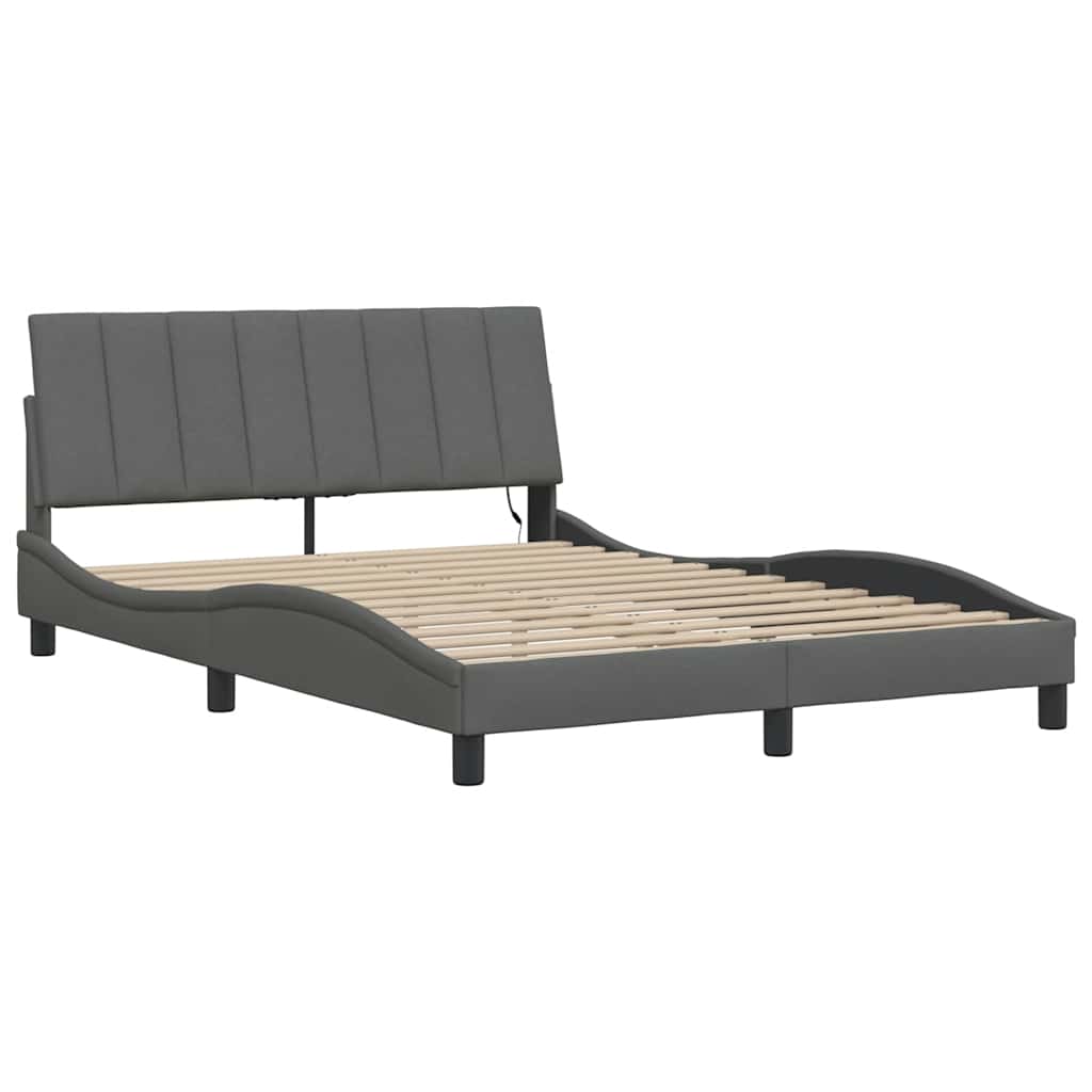 Cadre de lit sans matelas Hanko gris foncé 120x200 cm tissu - XIOS