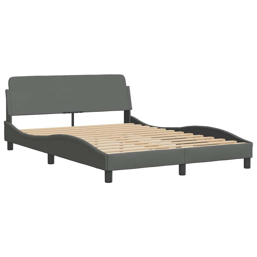 Cadre de lit sans matelas Hanko gris foncé 120x200 cm tissu - XIOS