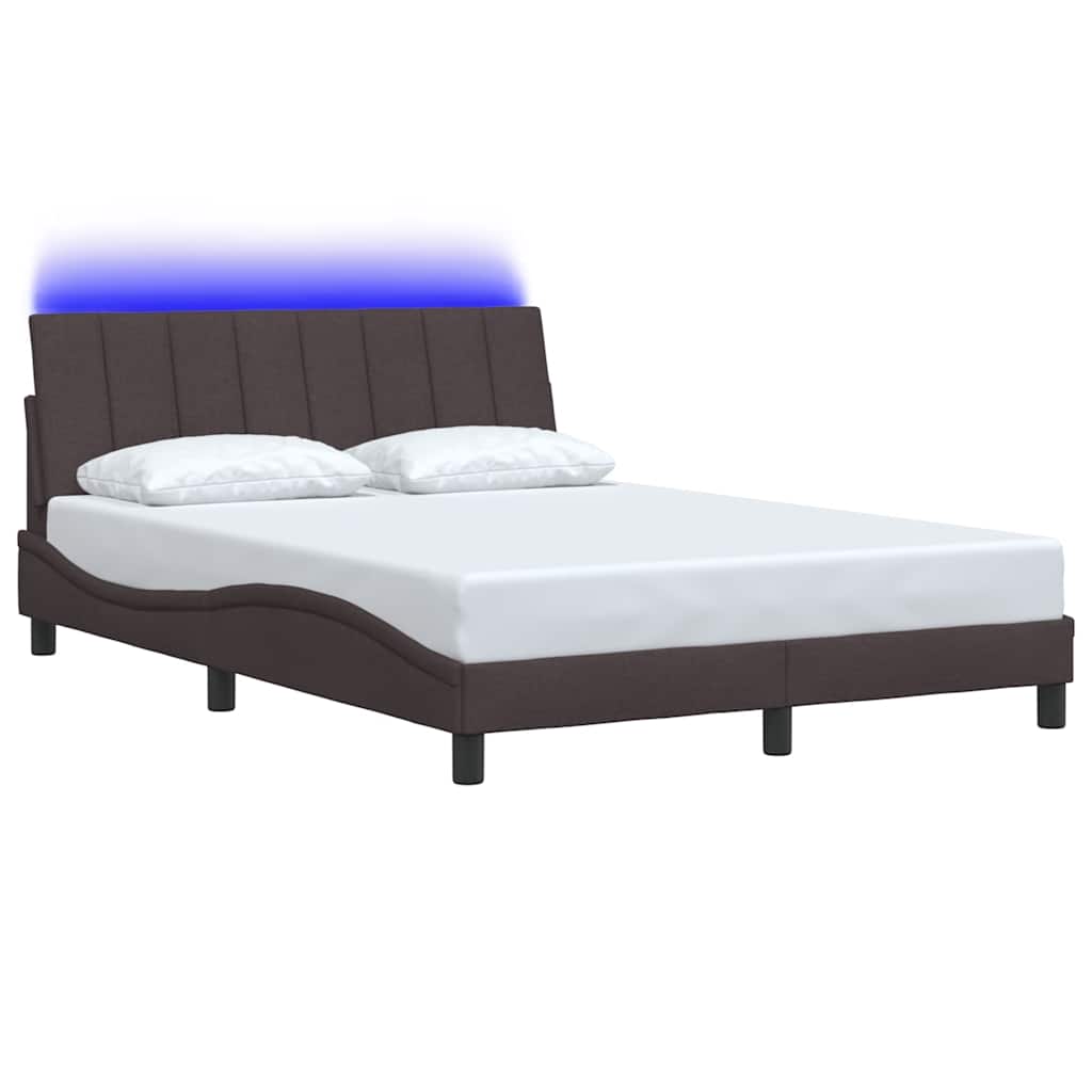 Cadre de lit sans matelas Hanko marron foncé 120x200 cm tissu - XIOS
