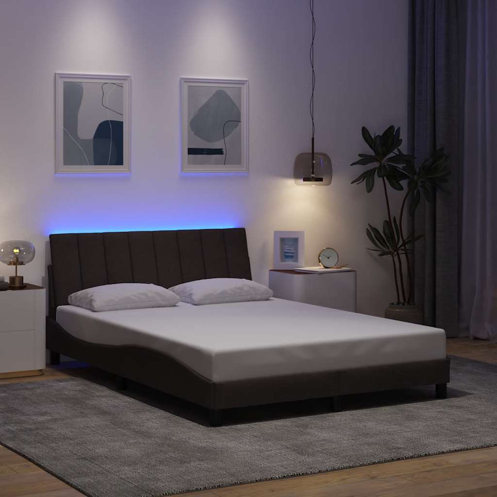 Cadre de lit sans matelas Hanko marron foncé 120x200 cm tissu - XIOS