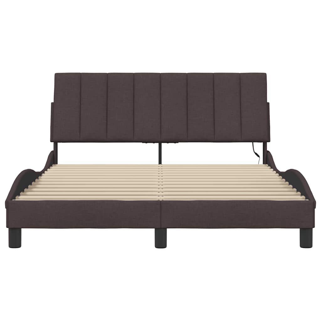 Cadre de lit sans matelas Hanko marron foncé 120x200 cm tissu - XIOS