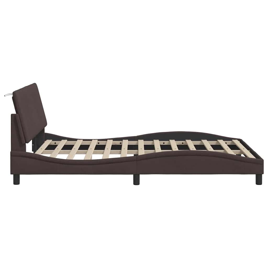 Cadre de lit sans matelas Hanko marron foncé 120x200 cm tissu - XIOS