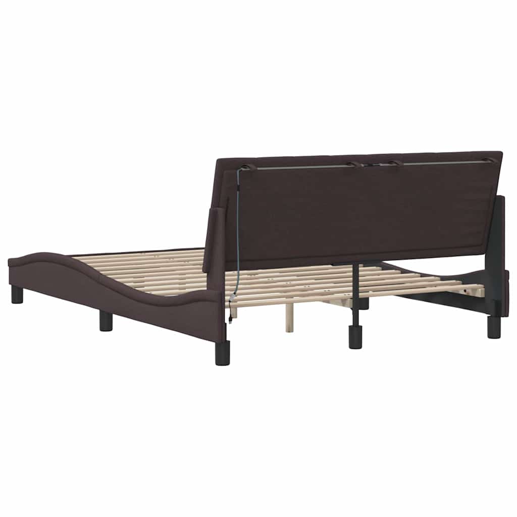 Cadre de lit sans matelas Hanko marron foncé 120x200 cm tissu - XIOS
