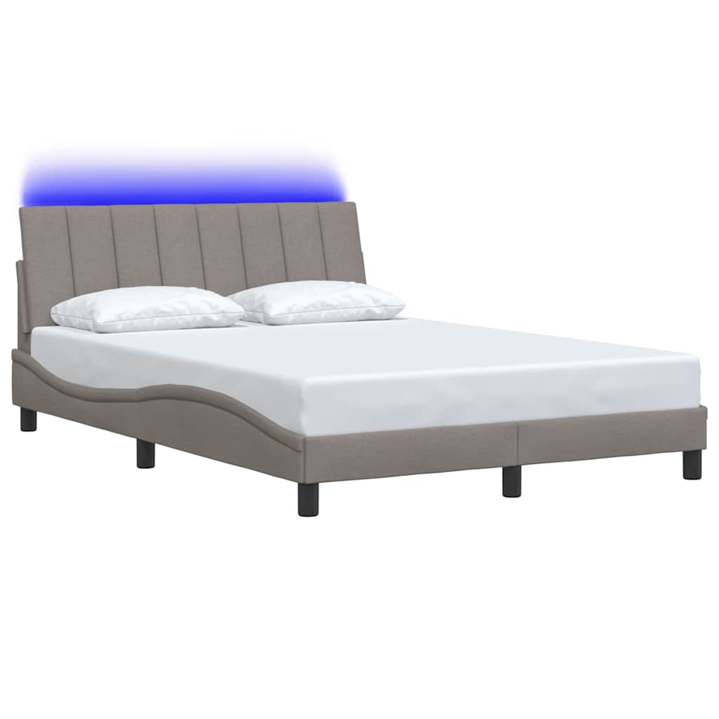 Cadre de lit sans matelas Hanko taupe 120x200 cm tissu