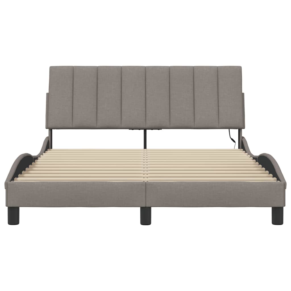 Cadre de lit sans matelas Hanko taupe 120x200 cm tissu