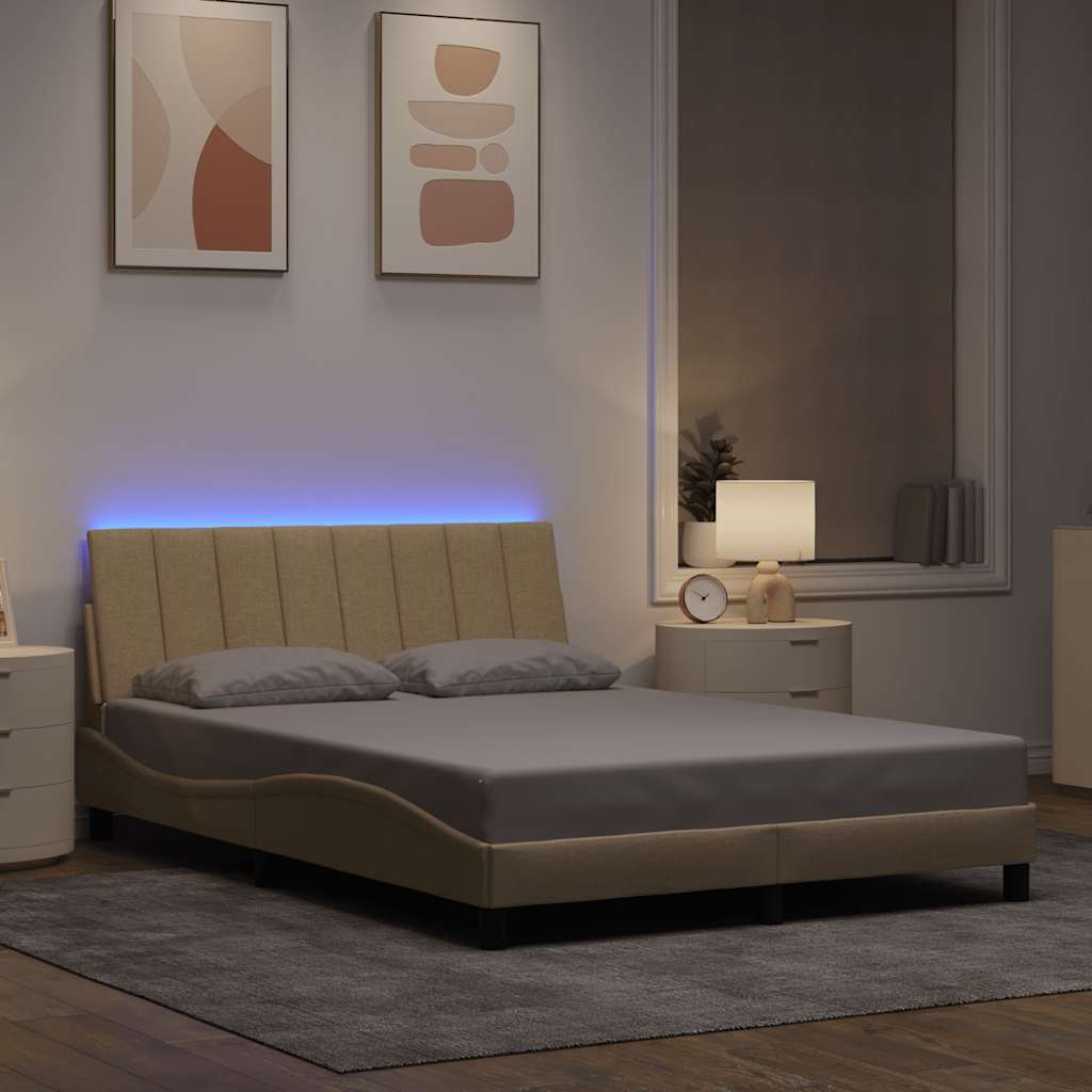 Cadre de lit sans matelas Hanko crème 120x200 cm tissu