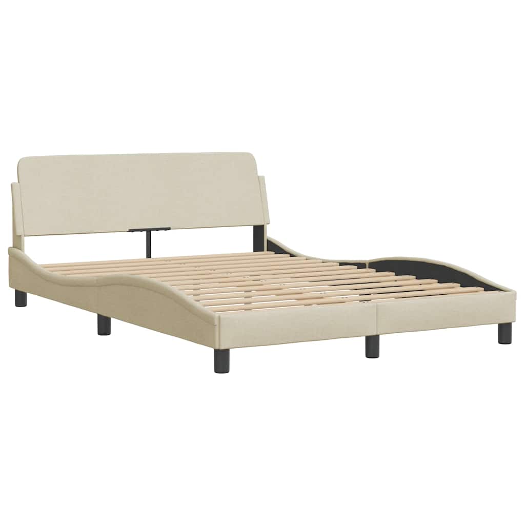 Cadre de lit sans matelas Hanko crème 120x200 cm tissu