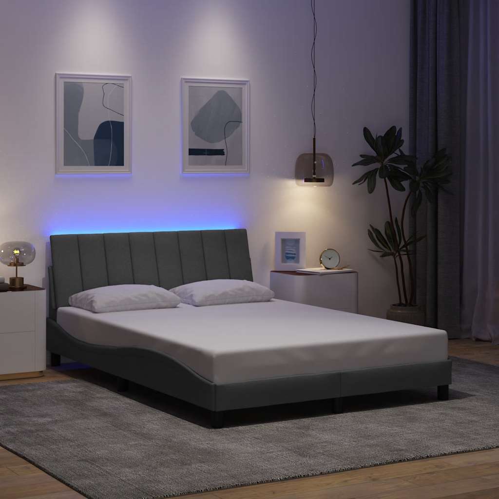 Cadre de lit sans matelas gris clair 140x190 cm tissu - XIOS