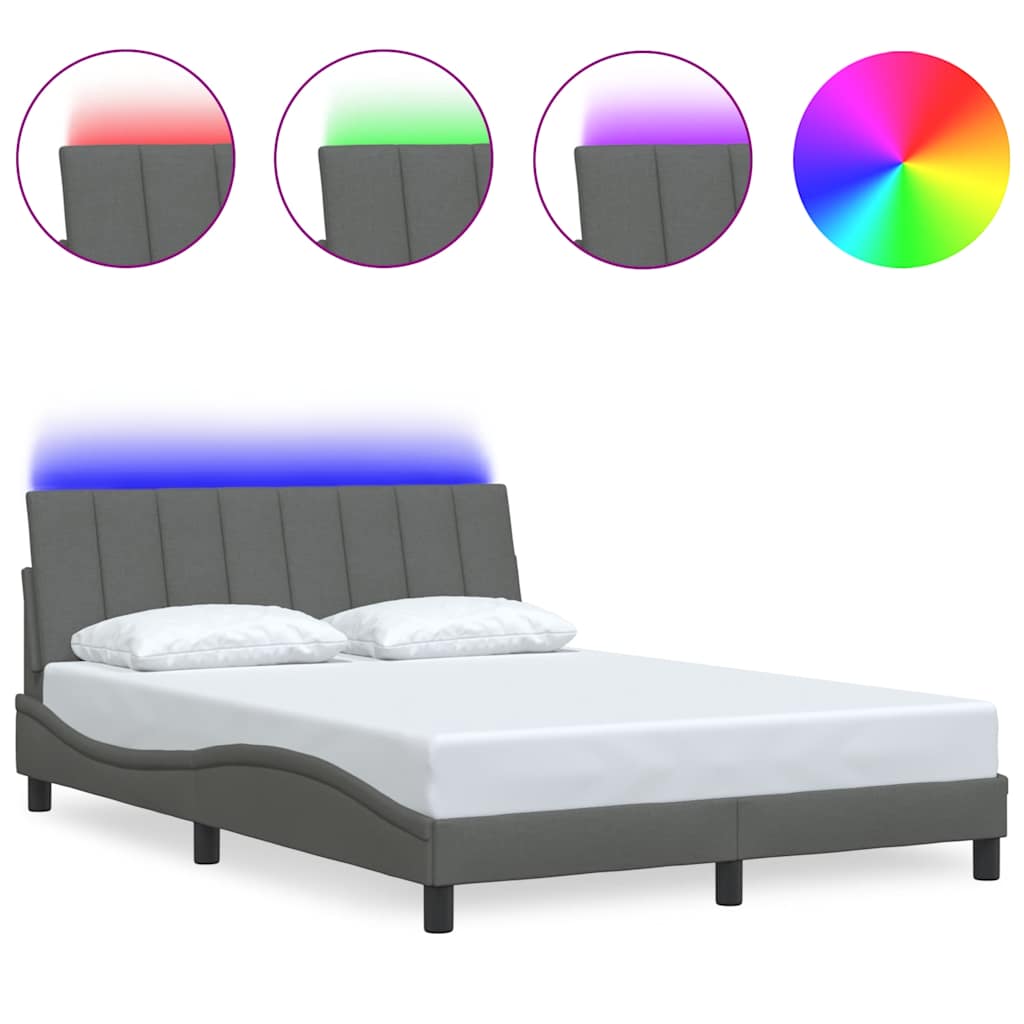 Cadre de lit sans matelas gris foncé 140x190 cm tissu - XIOS