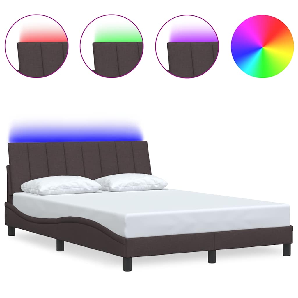 Cadre de lit sans matelas Hanko marron foncé 140x190 cm tissu