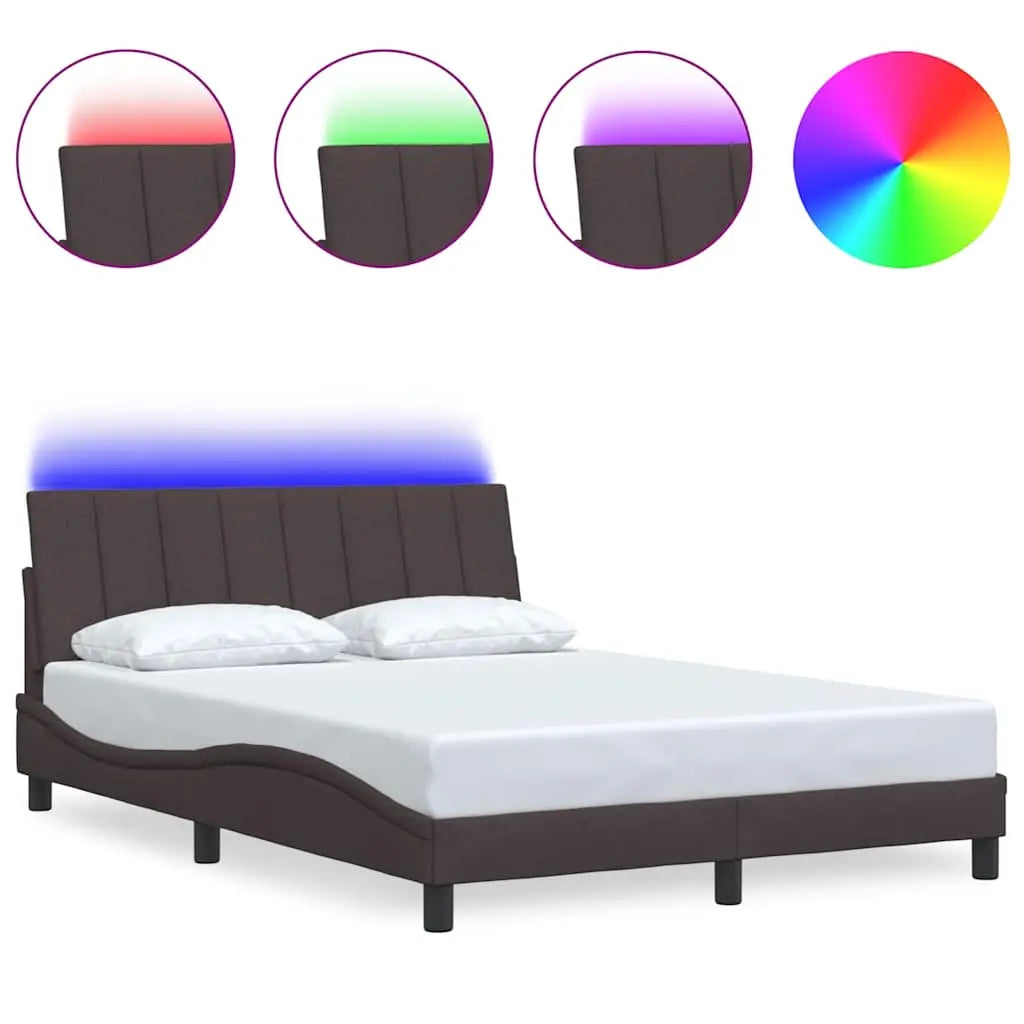 Cadre de lit sans matelas Hanko marron foncé 140x190 cm tissu - XIOS