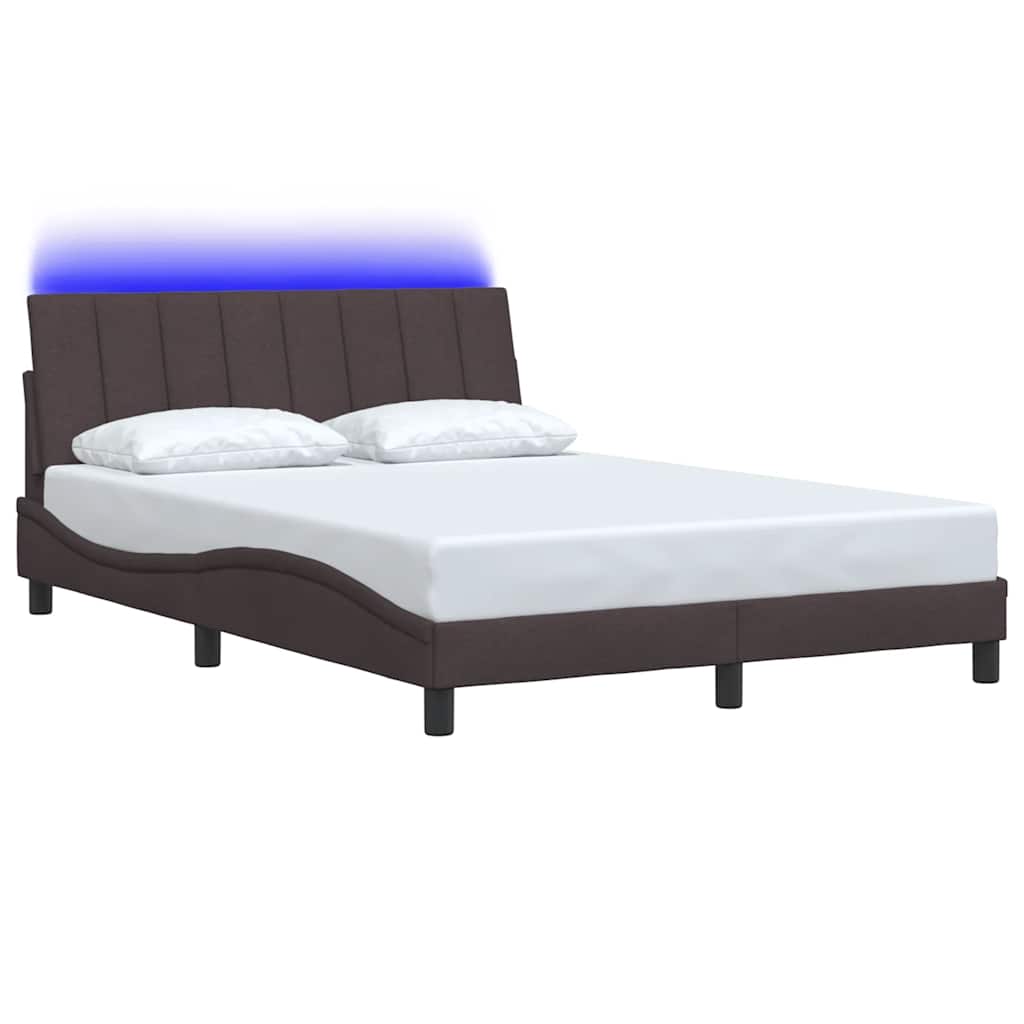 Cadre de lit sans matelas Hanko marron foncé 140x190 cm tissu
