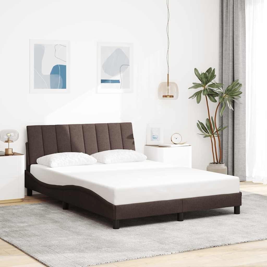 Cadre de lit sans matelas Hanko marron foncé 140x190 cm tissu - XIOS