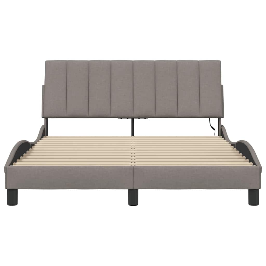 Cadre de lit sans matelas Hanko taupe 140x190 cm tissu