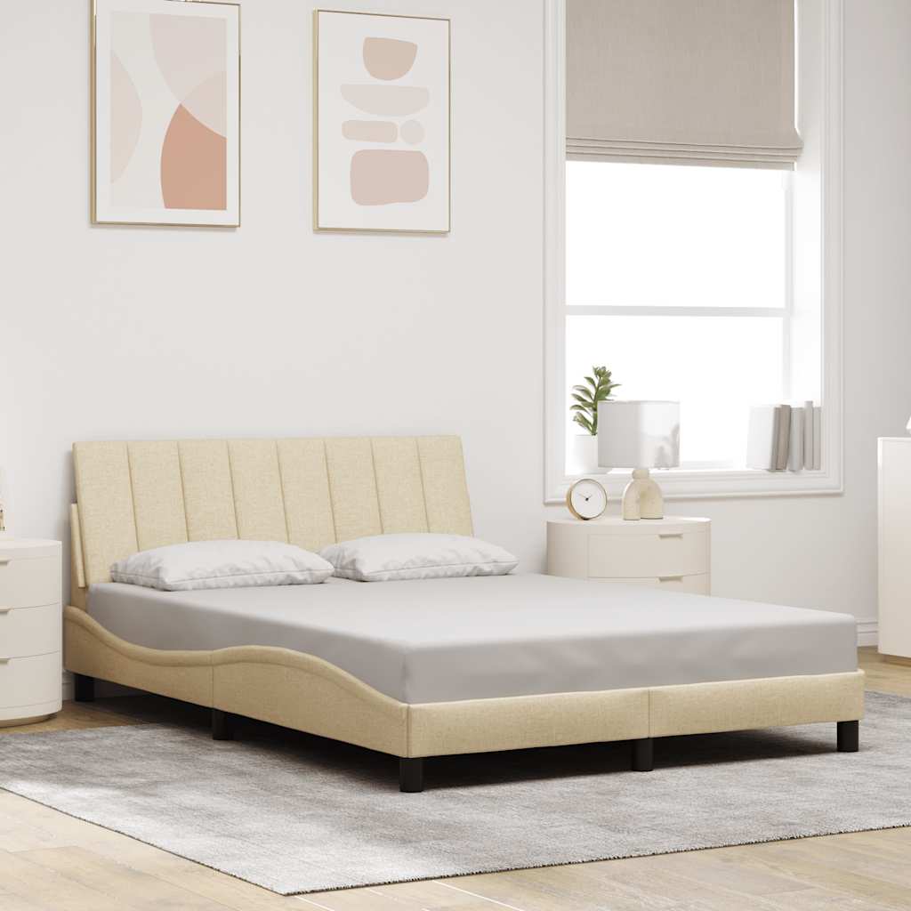 Cadre de lit sans matelas crème 140x190 cm tissu - XIOS