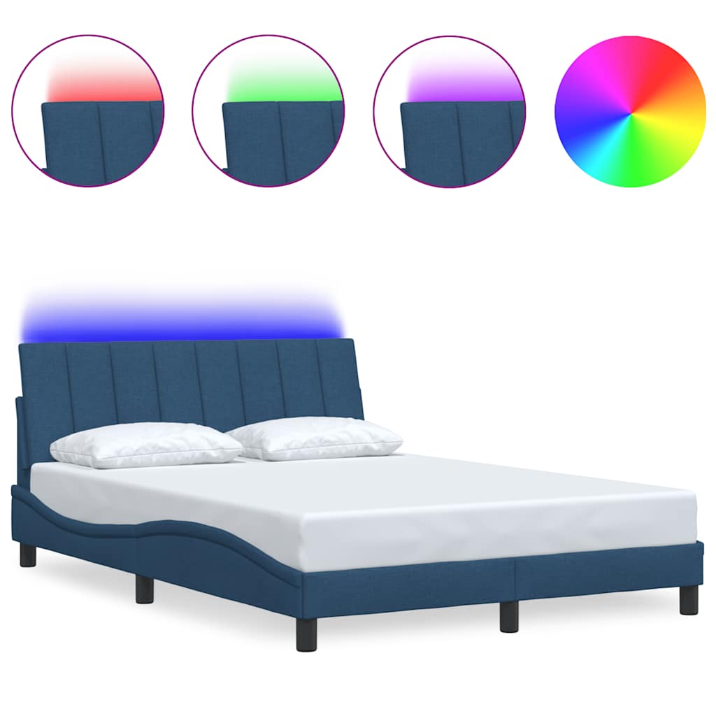 Cadre de lit sans matelas Hanko bleu 140x190 cm tissu - XIOS