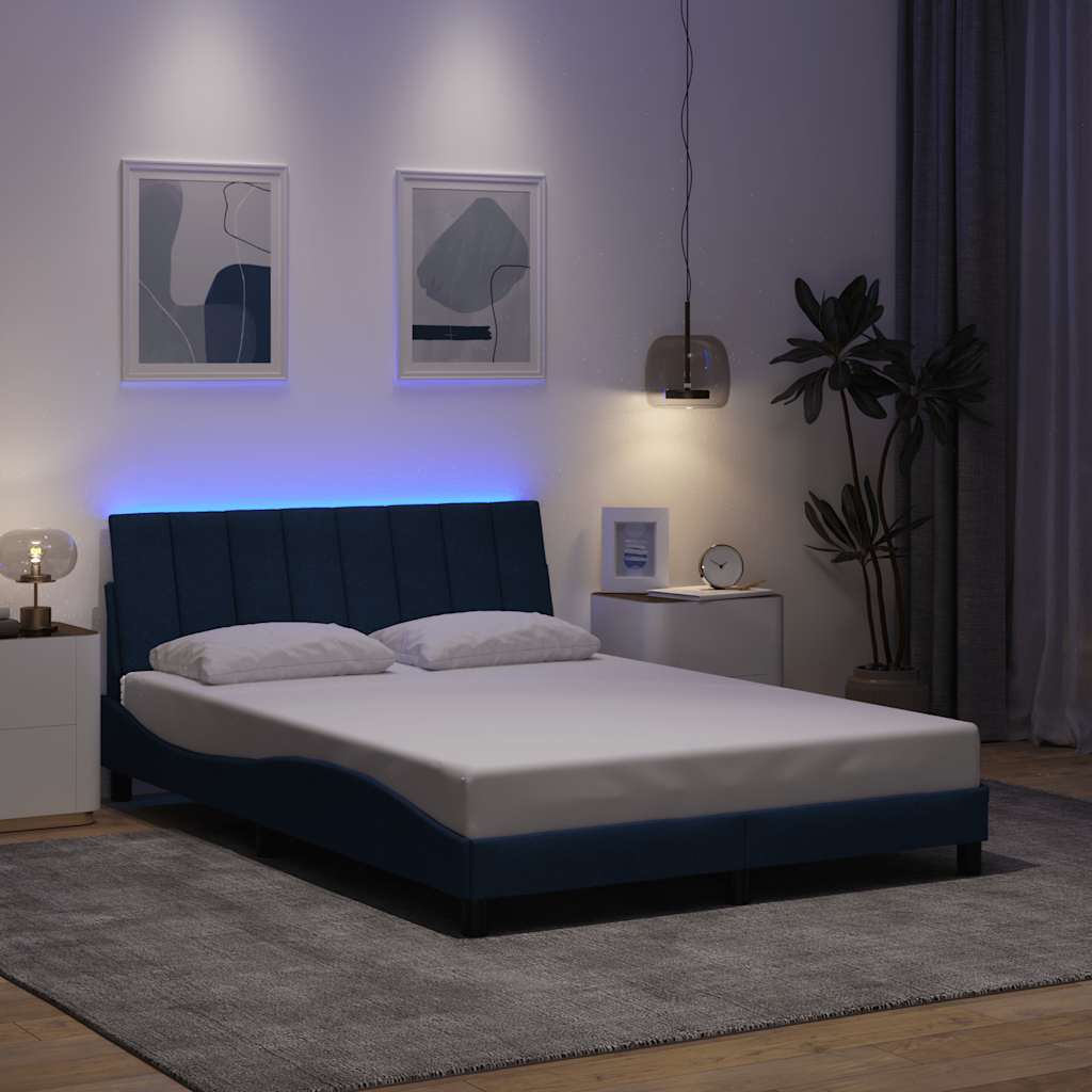 Cadre de lit sans matelas Hanko bleu 140x190 cm tissu - XIOS