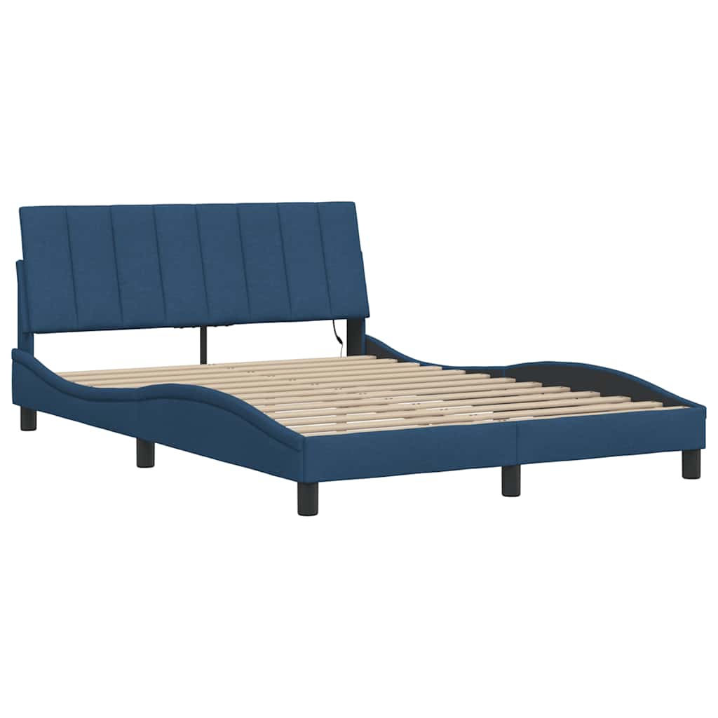 Cadre de lit sans matelas Hanko bleu 140x190 cm tissu - XIOS