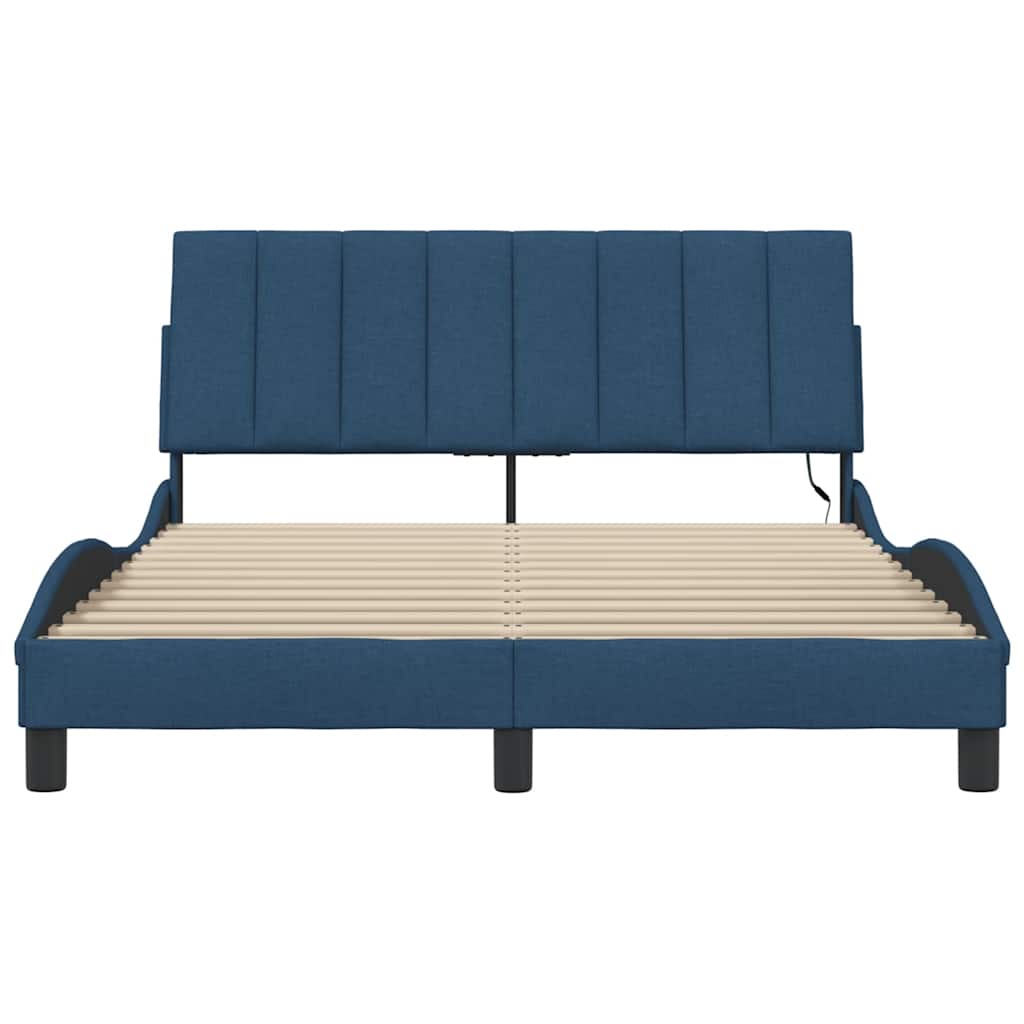 Cadre de lit sans matelas Hanko bleu 140x190 cm tissu - XIOS