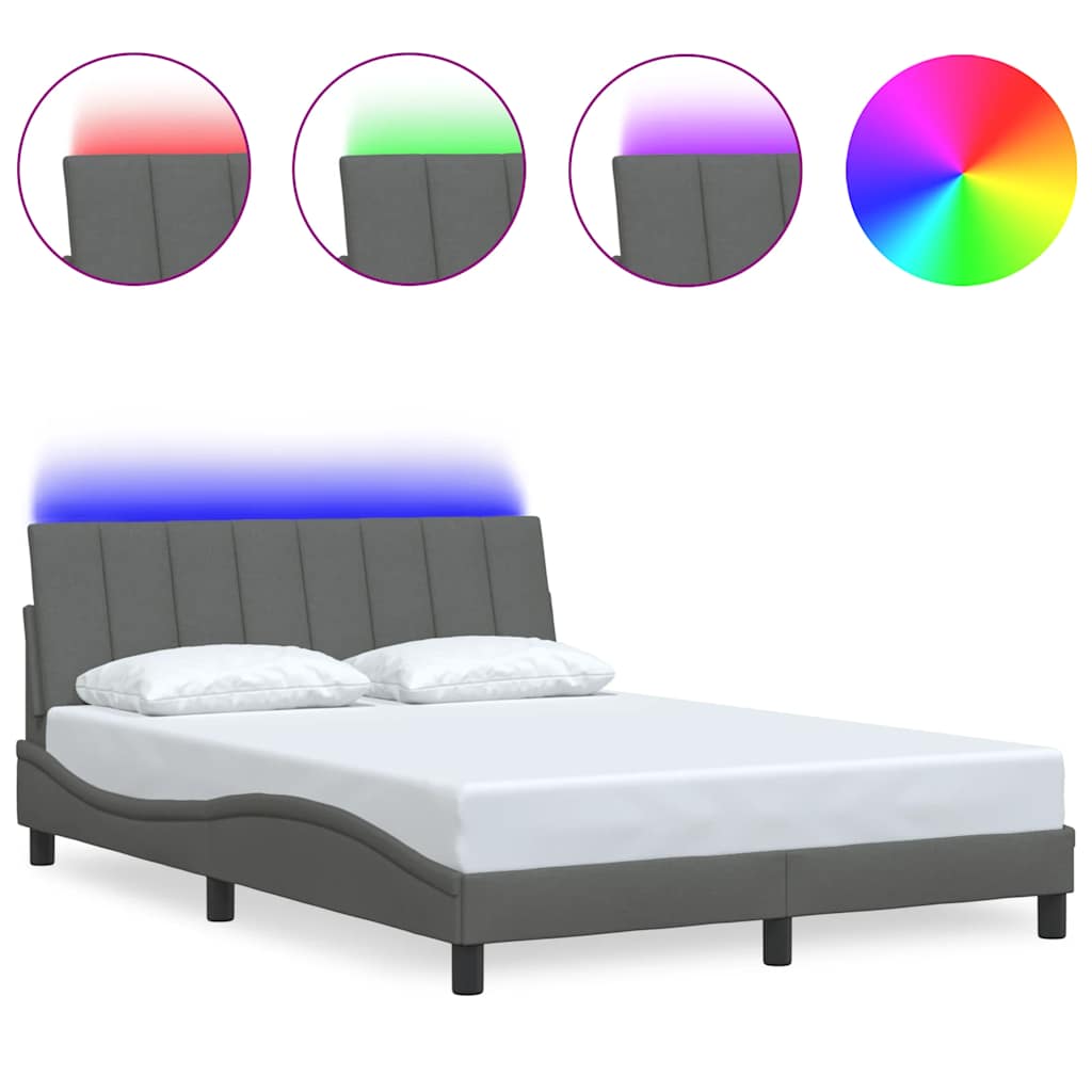 Cadre de lit sans matelas gris foncé 140x200 cm tissu - XIOS