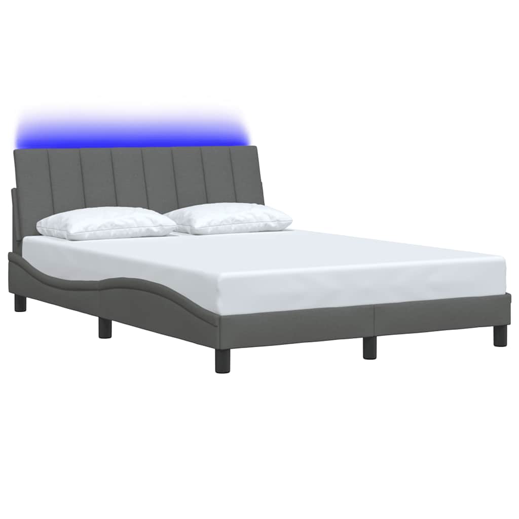 Cadre de lit sans matelas gris foncé 140x200 cm tissu - XIOS