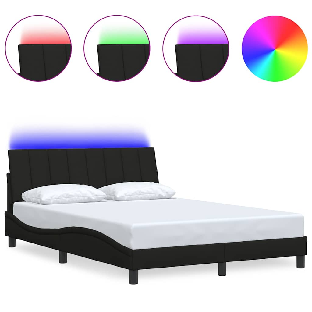 Cadre de lit sans matelas noir 140x200 cm tissu - XIOS