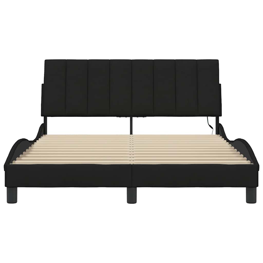 Cadre de lit sans matelas noir 140x200 cm tissu - XIOS
