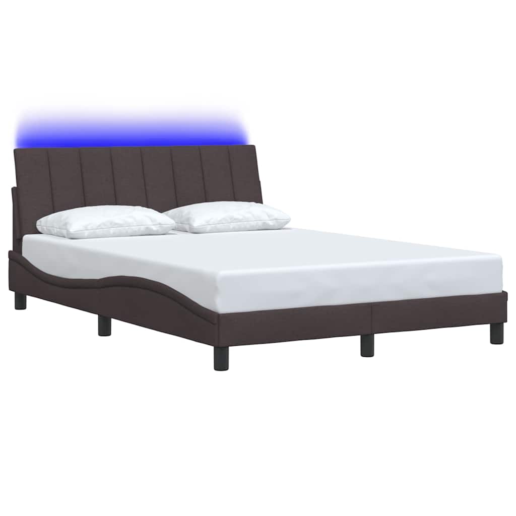 Cadre de lit sans matelas Hanko marron foncé 140x200 cm tissu