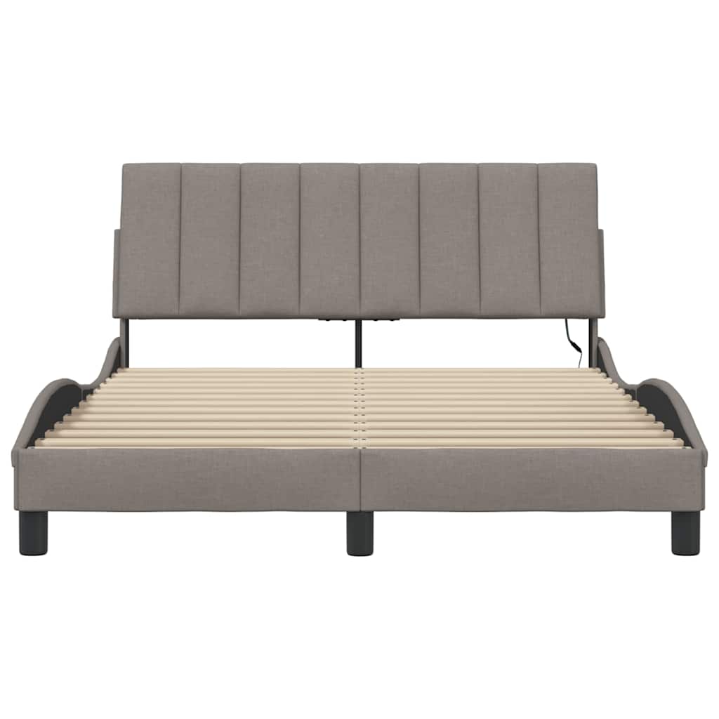 Cadre de lit sans matelas Hanko taupe 140x200 cm tissu