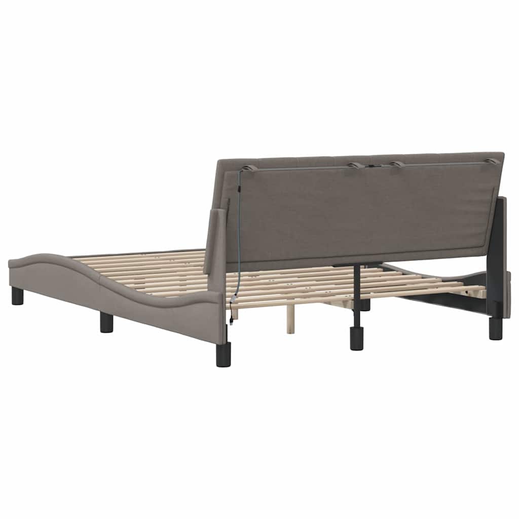 Cadre de lit sans matelas Hanko taupe 140x200 cm tissu
