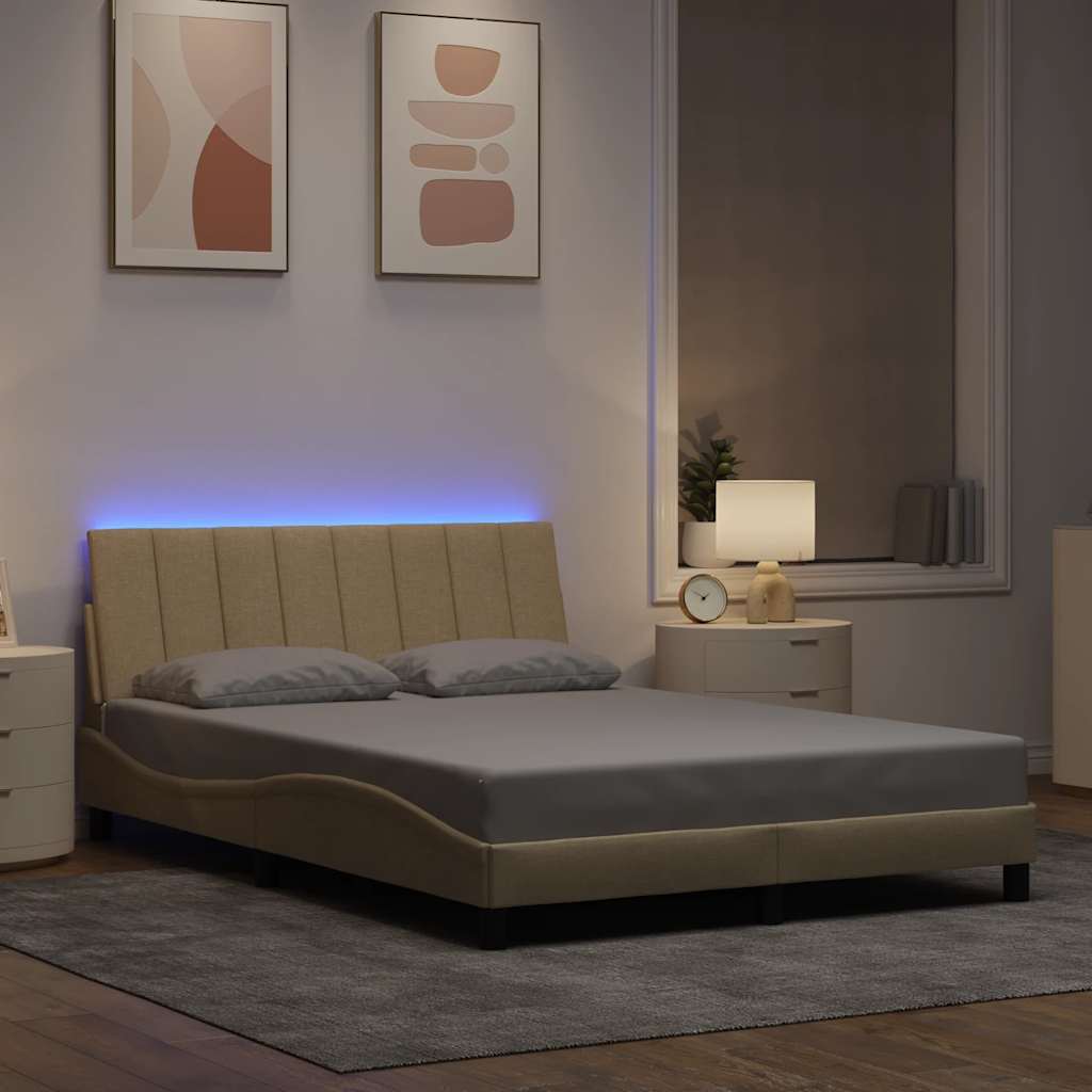 Cadre de lit sans matelas Hanko crème 140x200 cm tissu - XIOS