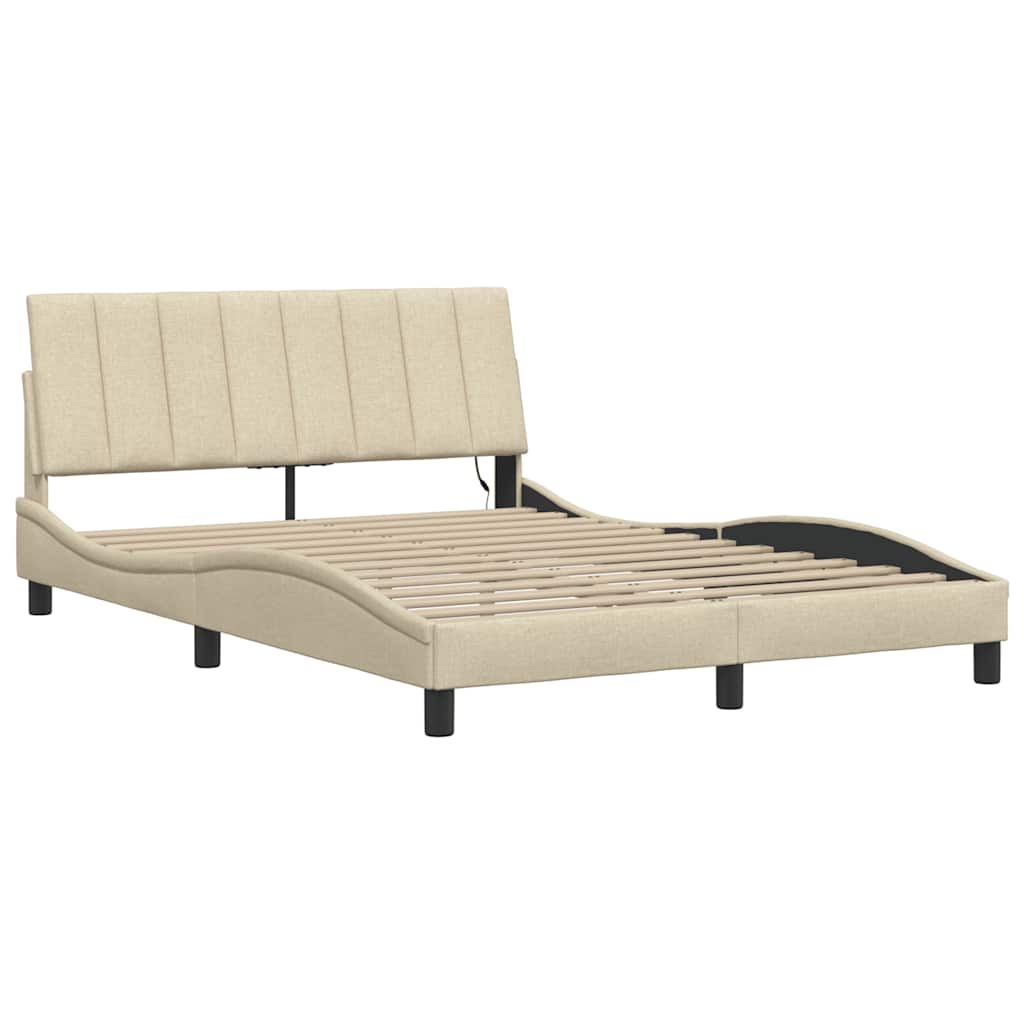 Cadre de lit sans matelas Hanko crème 140x200 cm tissu - XIOS