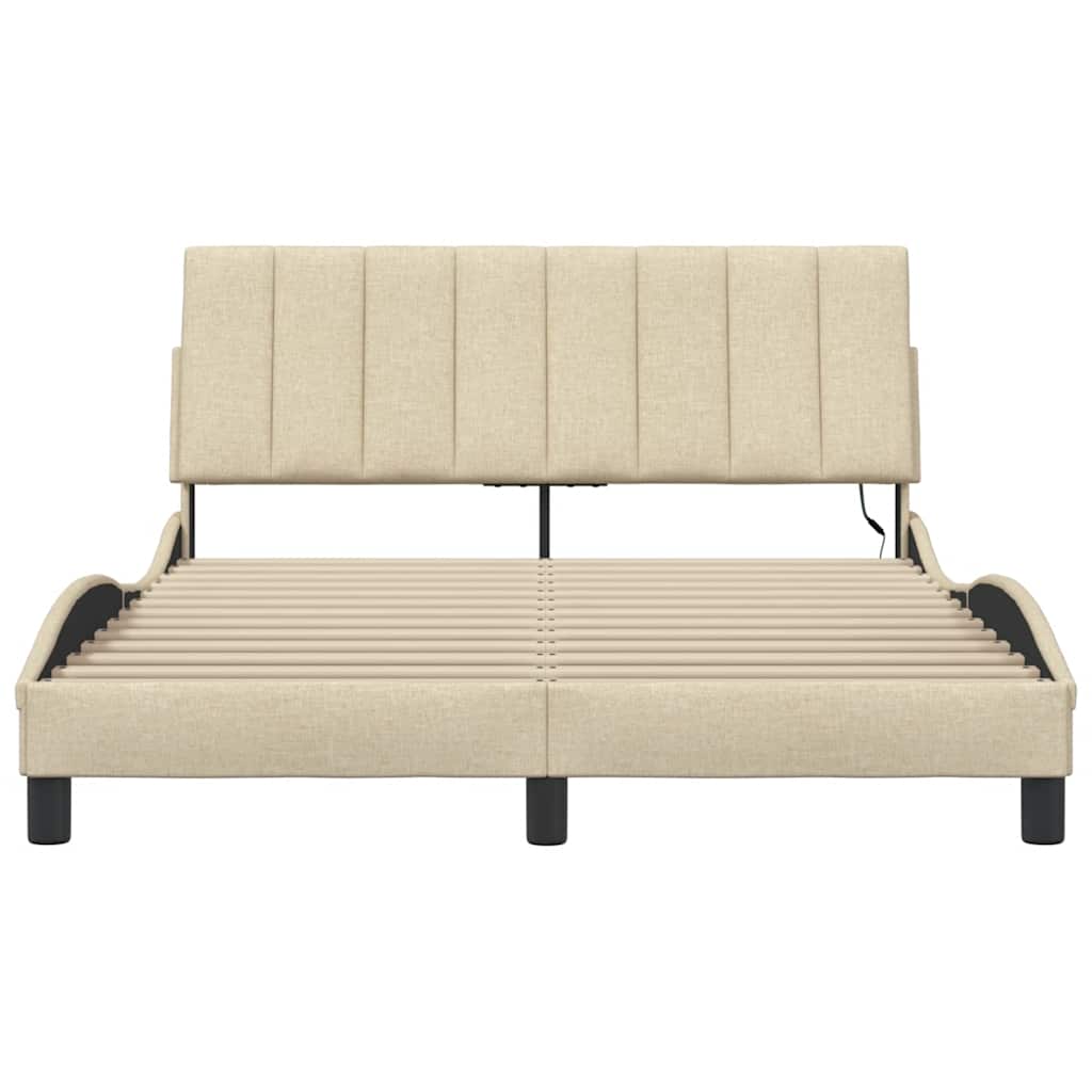 Cadre de lit sans matelas crème 140x200 cm tissu - XIOS