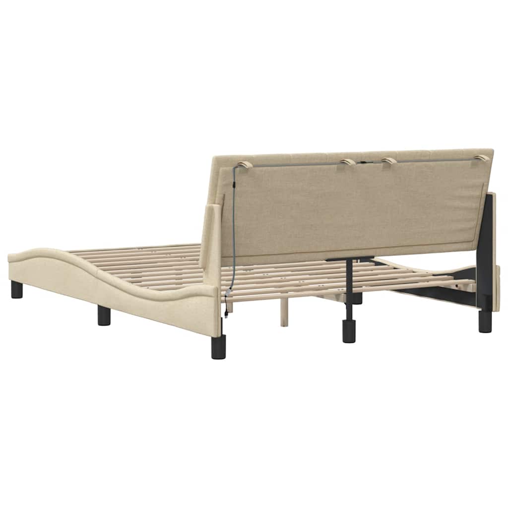 Cadre de lit sans matelas Hanko crème 140x200 cm tissu - XIOS