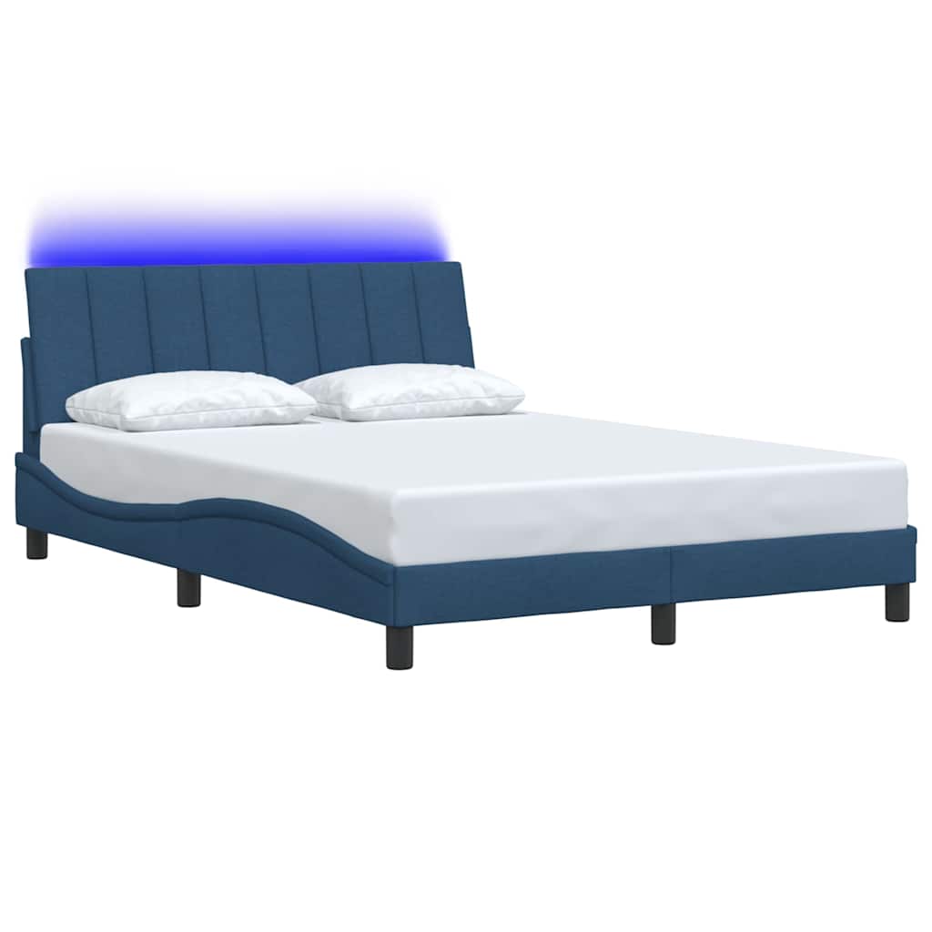 Cadre de lit sans matelas Hanko bleu 140x200 cm tissu - XIOS