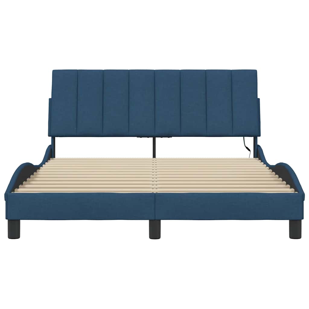 Cadre de lit sans matelas Hanko bleu 140x200 cm tissu - XIOS